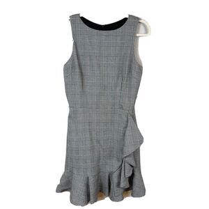 AQUA Black/White Stripped Ruffle Dress Size Large